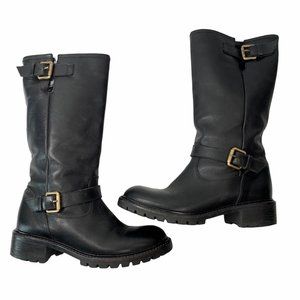 FENDI Black Leather Biker Boots